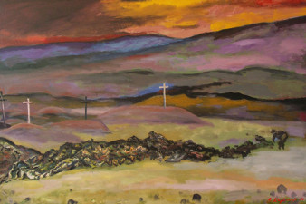 Южный склон горы Высокой (левая часть триптиха «Бои за высоту 203»). 2004. Холст, масло, 100х150